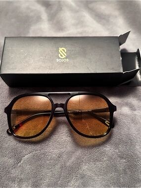 NWT! SOJOS Retro Polarized Aviator Yellow Tint Sunglasses - Unisex